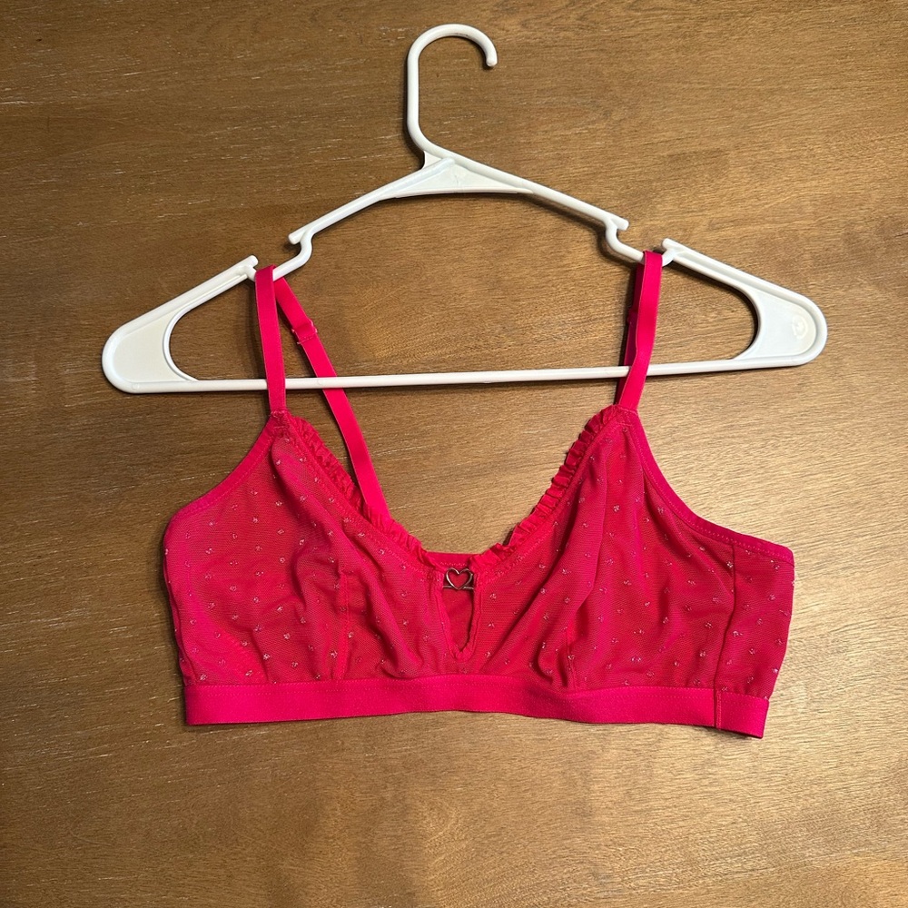 Colsie Hot Pink Bralette with Subtle Dots
